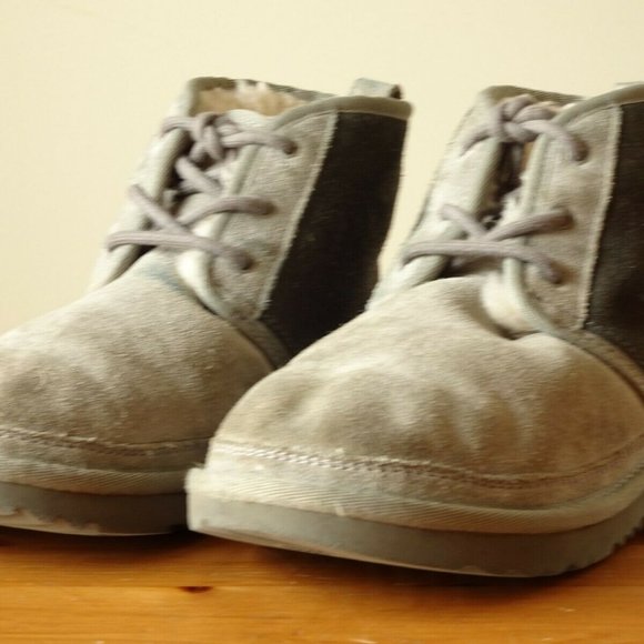 Unisex UGG NEUMEL Suede Lace Up Ankle Boots 1017320K Gray Size 6 Kids - Picture 3 of 12